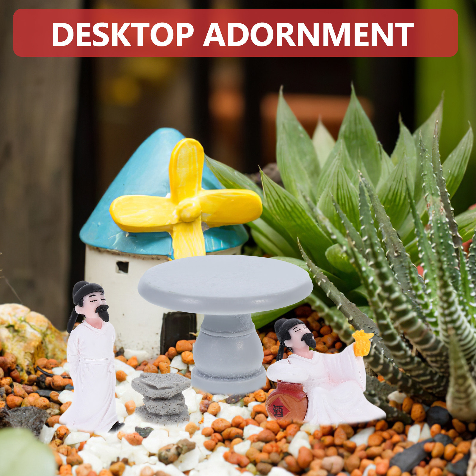 Bonsai Zen Garden Set - 4Pcs Traditional Chinese Li Table Chair