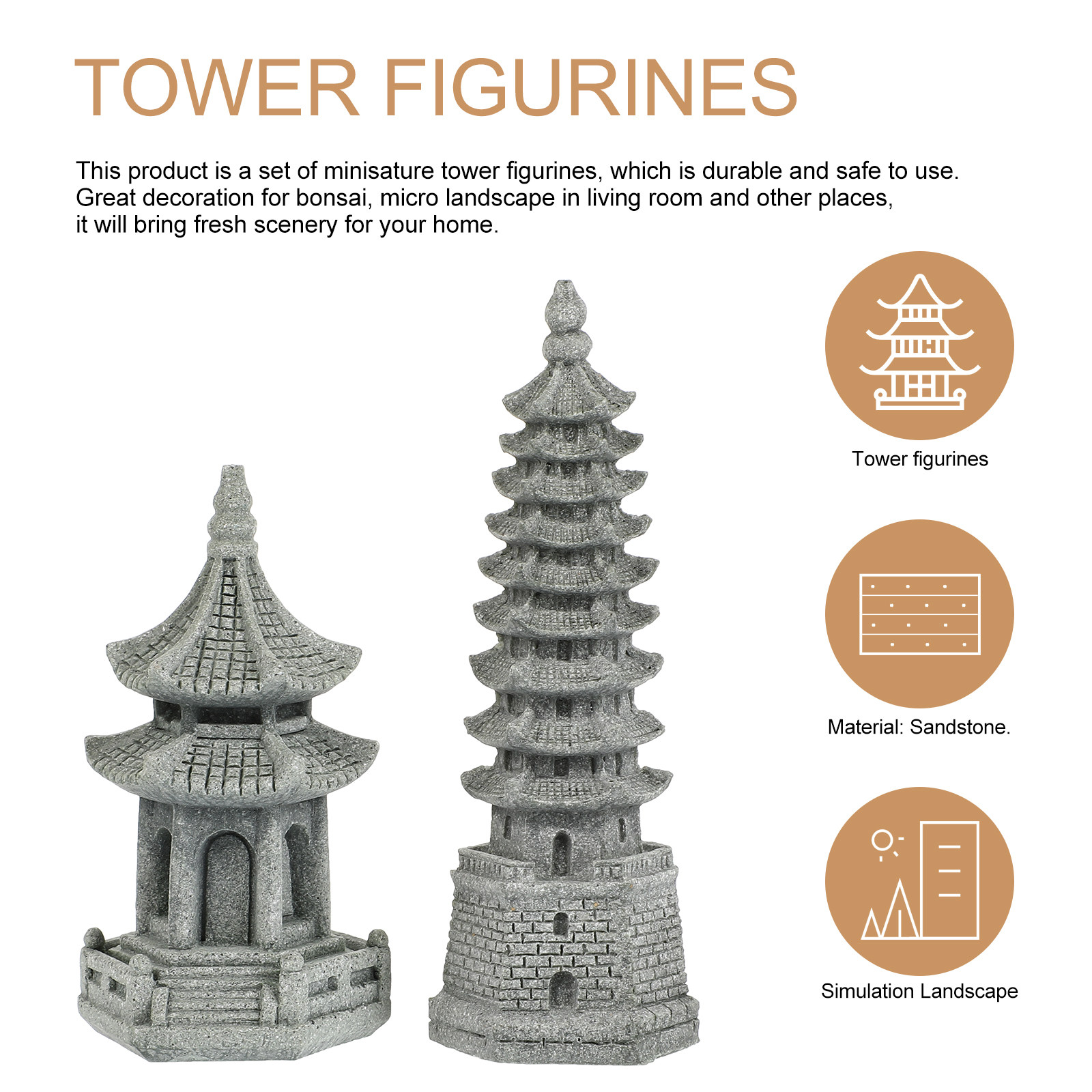 2Pcs Realistic Miniature Tower - Bonsai Garden And Cafe recensie en prijs